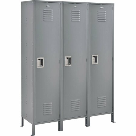 GLOBAL INDUSTRIAL Infinity 1-Tier 3 Door Locker, 54inW x 18inD x 78inH, Gray, Assembled 493662GY